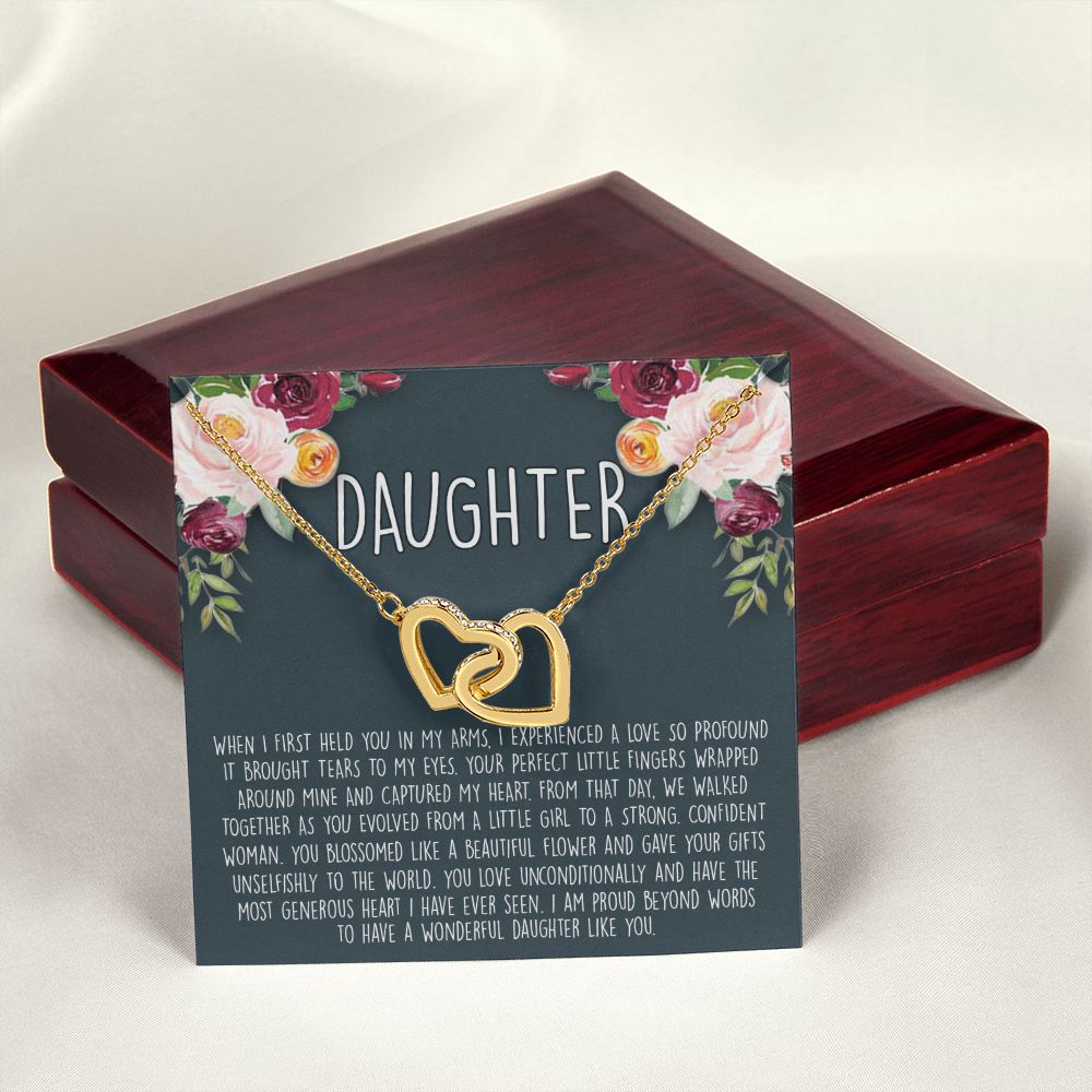 Daughter Necklace Gift for Daughter, Daughter Jewelry, Mother Daughter Interlocking Hearts Necklace