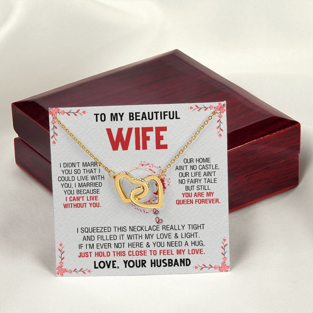 To My Beautiful Wife Necklace, Wedding Anniversary Jewelry For Women, Necklace For Wife from Husband, Gifts For Wife Birthday Gifts Necklace, Jewelry With Message Card In A Gift Box