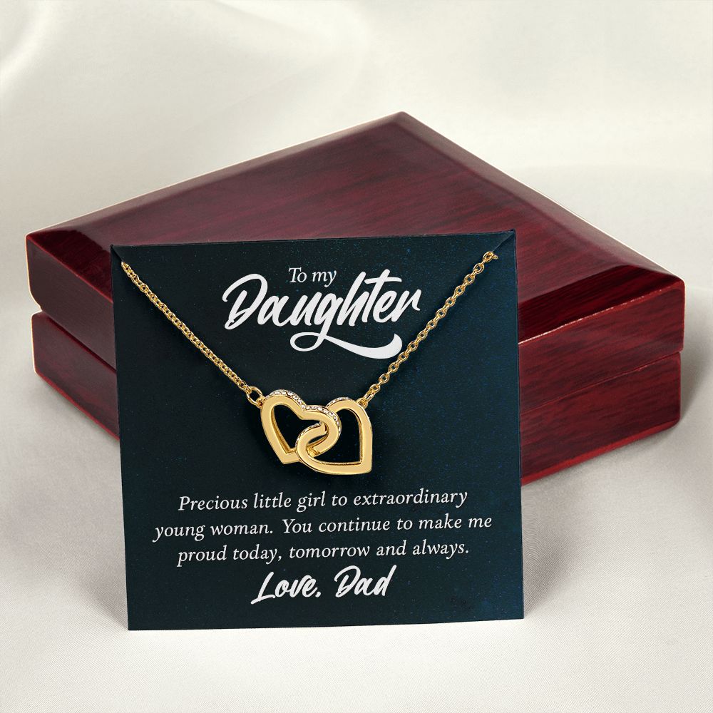 To My Daughter Necklaces Pendants - Father and Daughter Necklace - Gift from Daddy - Luxury Necklace Silver On Birthday, Anniversary - Includes Gift Box Interlocking Hearts Necklace