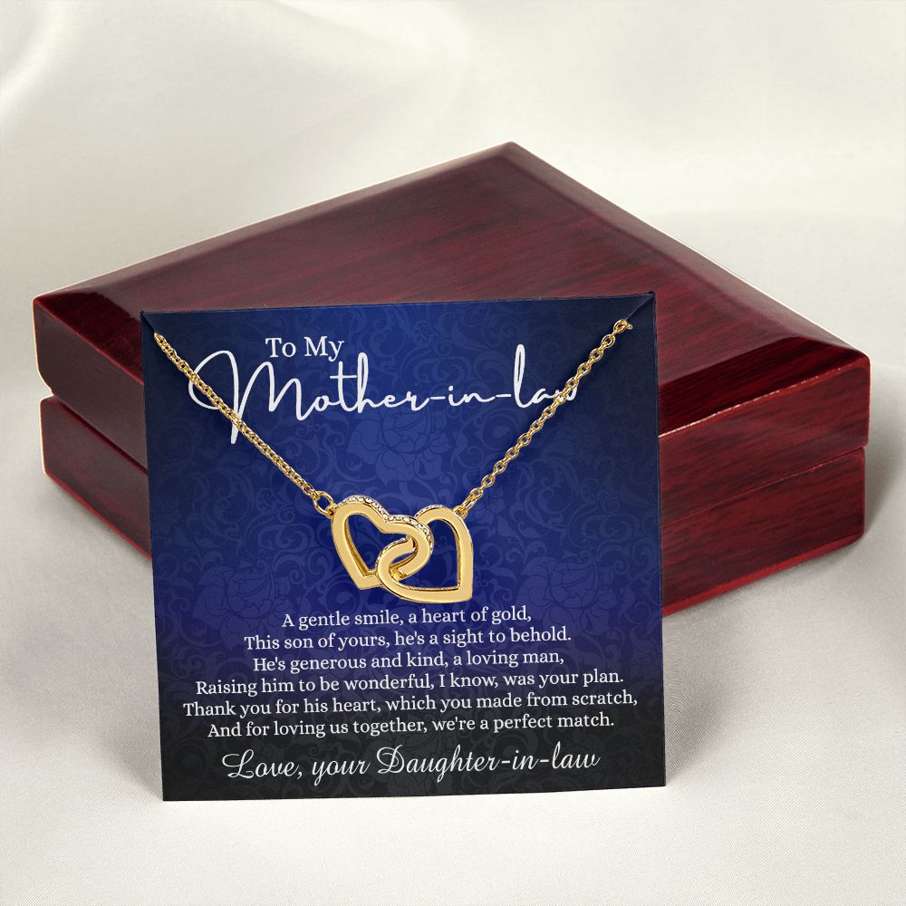 To My Mother in Law Necklace, Mother in Law Gift, Necklace for Mother in Law Jewelry Gift to My Mother-in-law on Wedding Day Mother's day gift for Mother in Law Birthday gift Interlocking Hearts Necklace