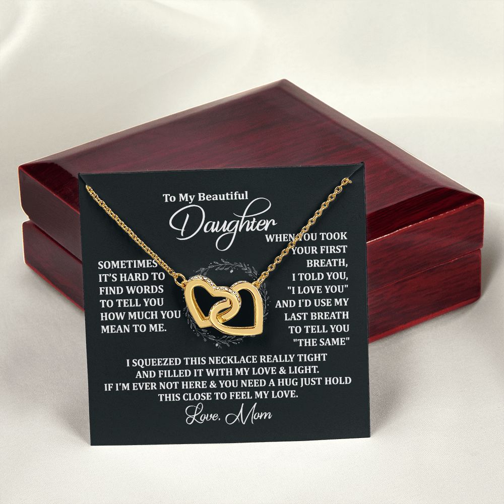Mother Daughter Gift Ideas, To My Daughter Gift Necklace from Mom, Jewelry Pendant Present for Daughter, Birthday Christmas Gift Graduation Gifts for Daughters, Mother and Daughter Necklace 2135 Interlocking Hearts Necklace