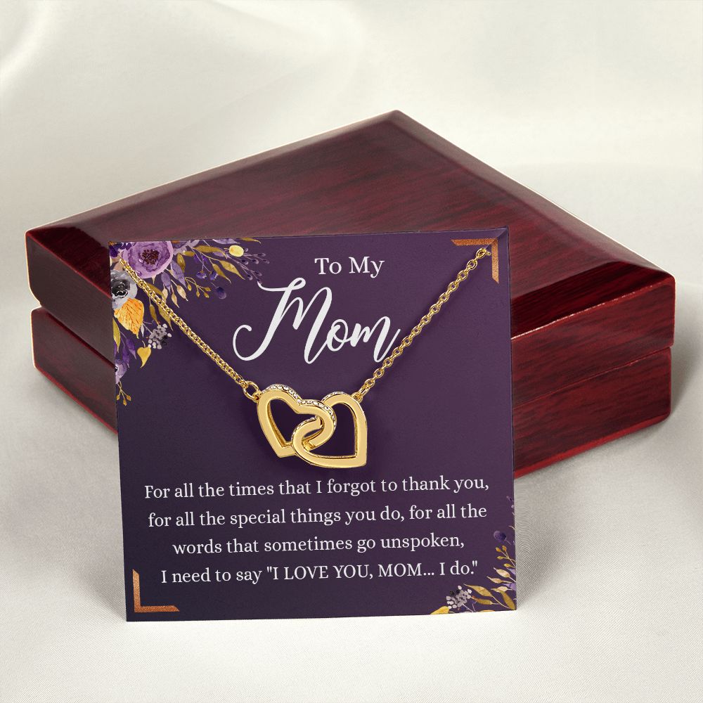 To My Mother Gift Necklace To Mom, Mother, Mommy, Momma from Child Special Mother Gift for Birthday Mothers Day Retriment Anniversary Hoiday Present for Mom Necklace for Women Interlocking Hearts Necklace