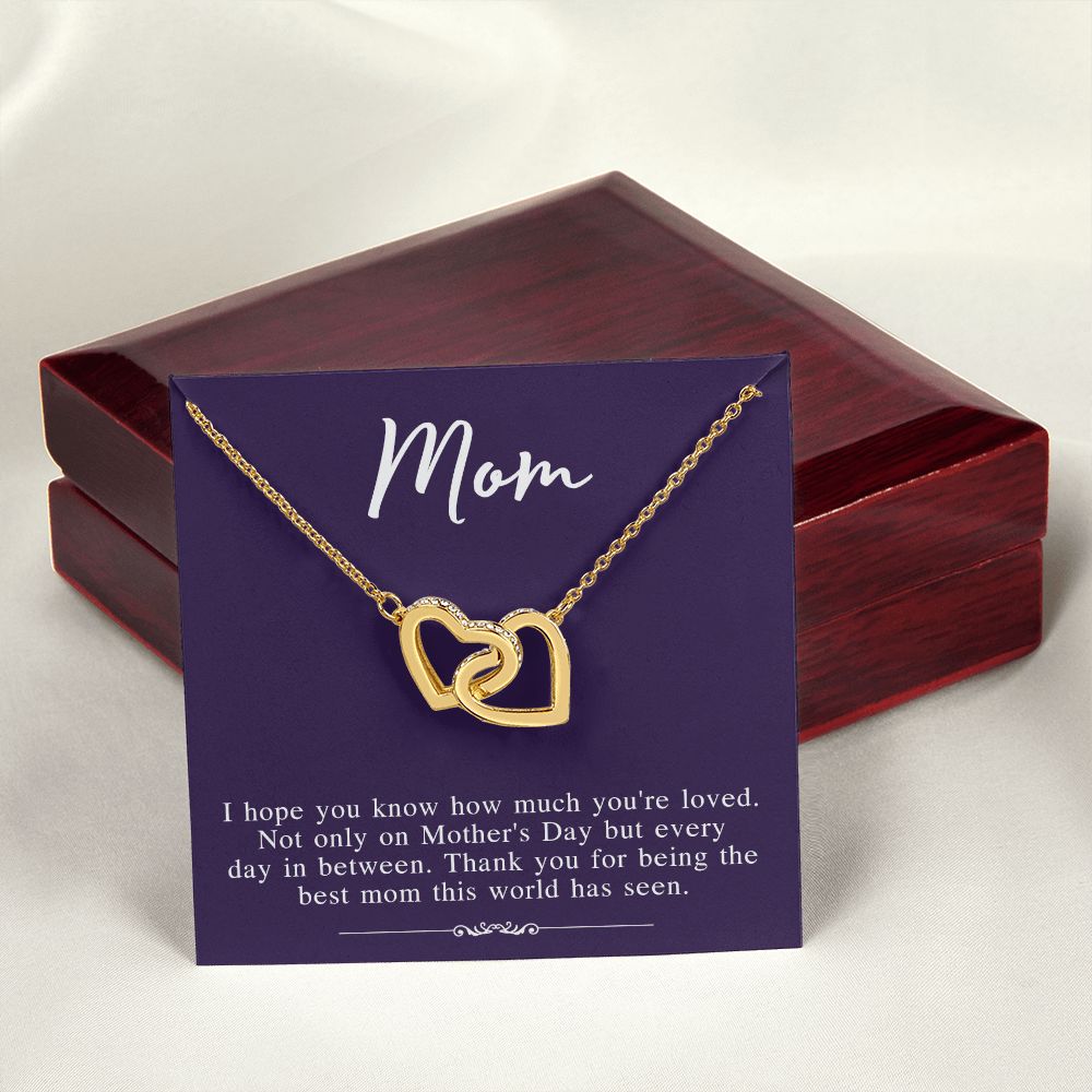 Mom Necklace Gifts for Mom from Daughter to Mom Gifts for Mothers Day from Daughter, To My Mom Necklace from Daughter to Mom Birthday Gifts Necklace with Message Card and Gift Box2239 Interlocking Hearts Necklace