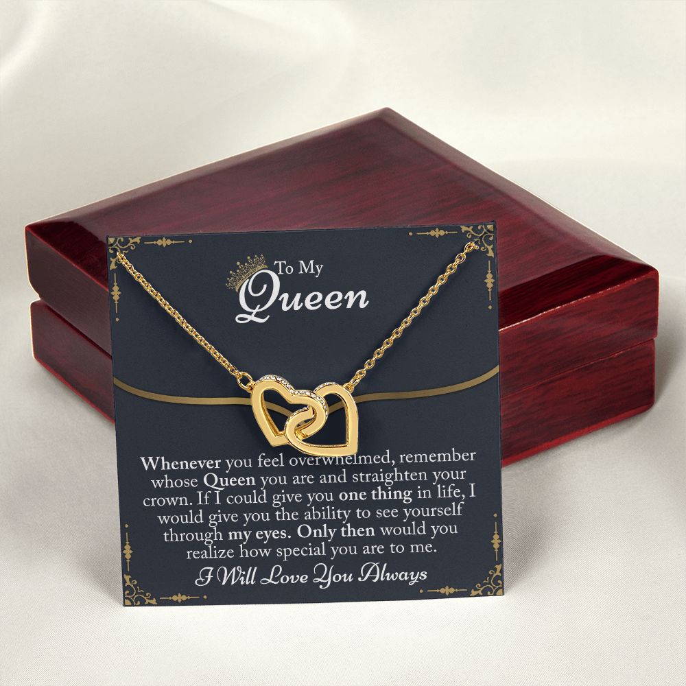 To My Queen Gift For Her Jewelry Gift Her Gift for Her Christmas Necklace Interlocking Hearts Necklace