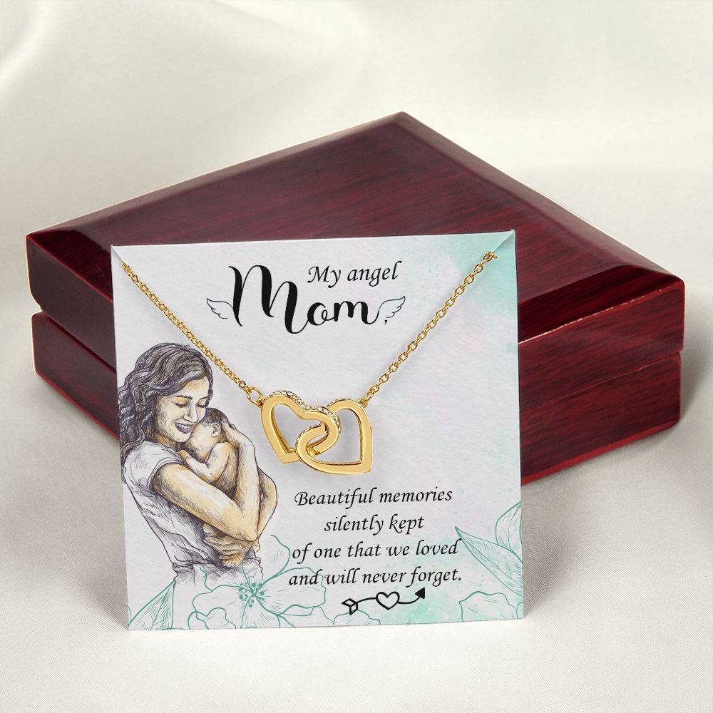To My Mom Mother My Angel Necklace Pendant Gift From Daughter Beautiful Memories With Message Card Gift For Mom Interlocking Hearts Necklace