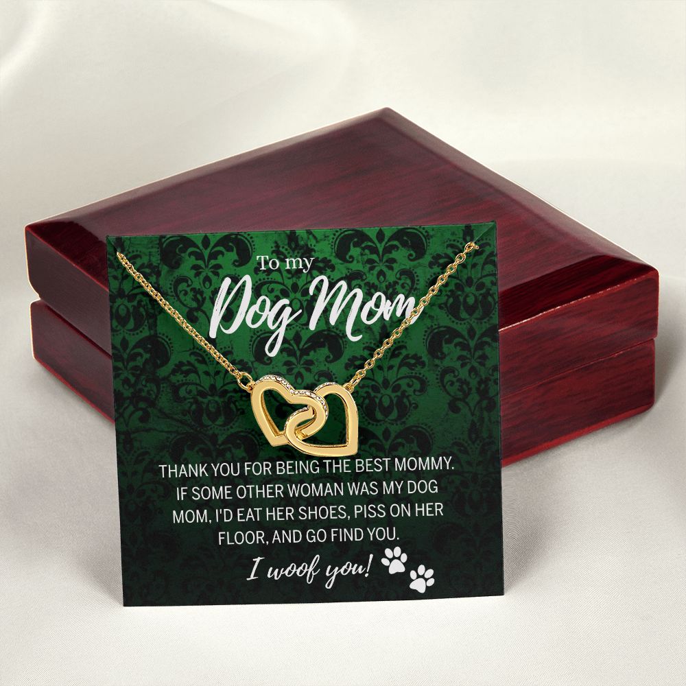 To My Dog Mom Necklace with Message Card Mother's Day Gift for Dog Mom Dog Mom Gift Dog Mom Mothers Day Necklace for Dog Mom Mother Birthday Gift Dog Lover Necklace for Women Interlocking Hearts Necklace