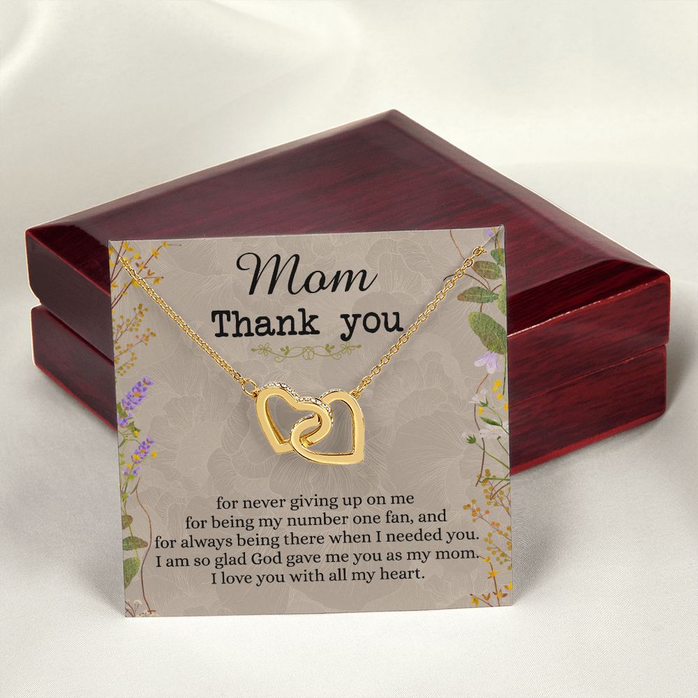 To My Mom Necklace, Thank you Mom Gift, Gift for Mom, Mother's Day Gift from Daughter, Mother Daughter gift, Gift from child, Gift for Mom, Mothers Day Necklace for Women Interlocking Hearts Necklace