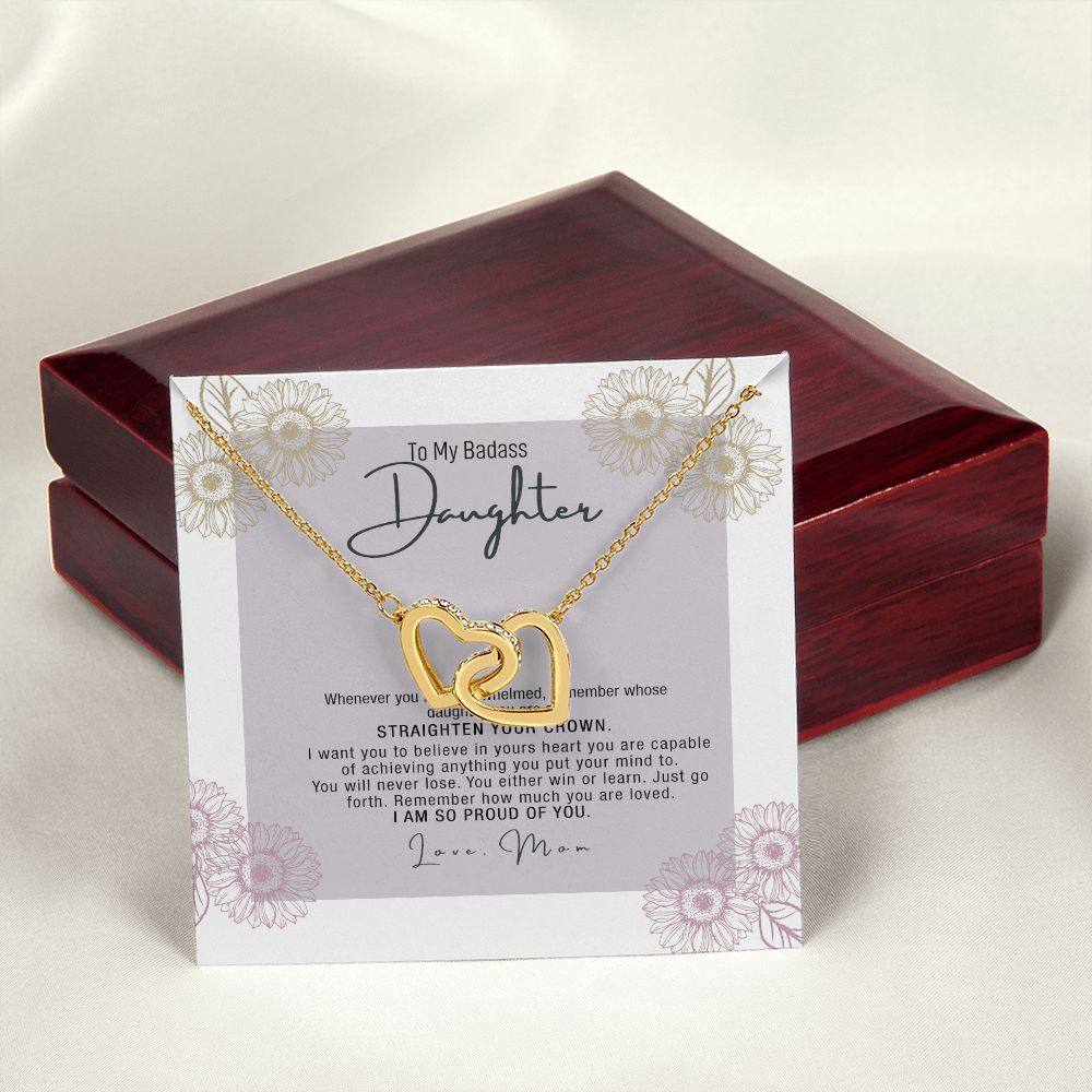 Bonus Daughter Gifts From Stepdad, Step Daughter Gifts From Stepmom, Stepdaughter Gifts From Stepdad, Father Stepdaughter Necklace, To My Bonus Daughter Necklaces, Christmas Gifts For Bonus5 Interlocking Hearts Necklace