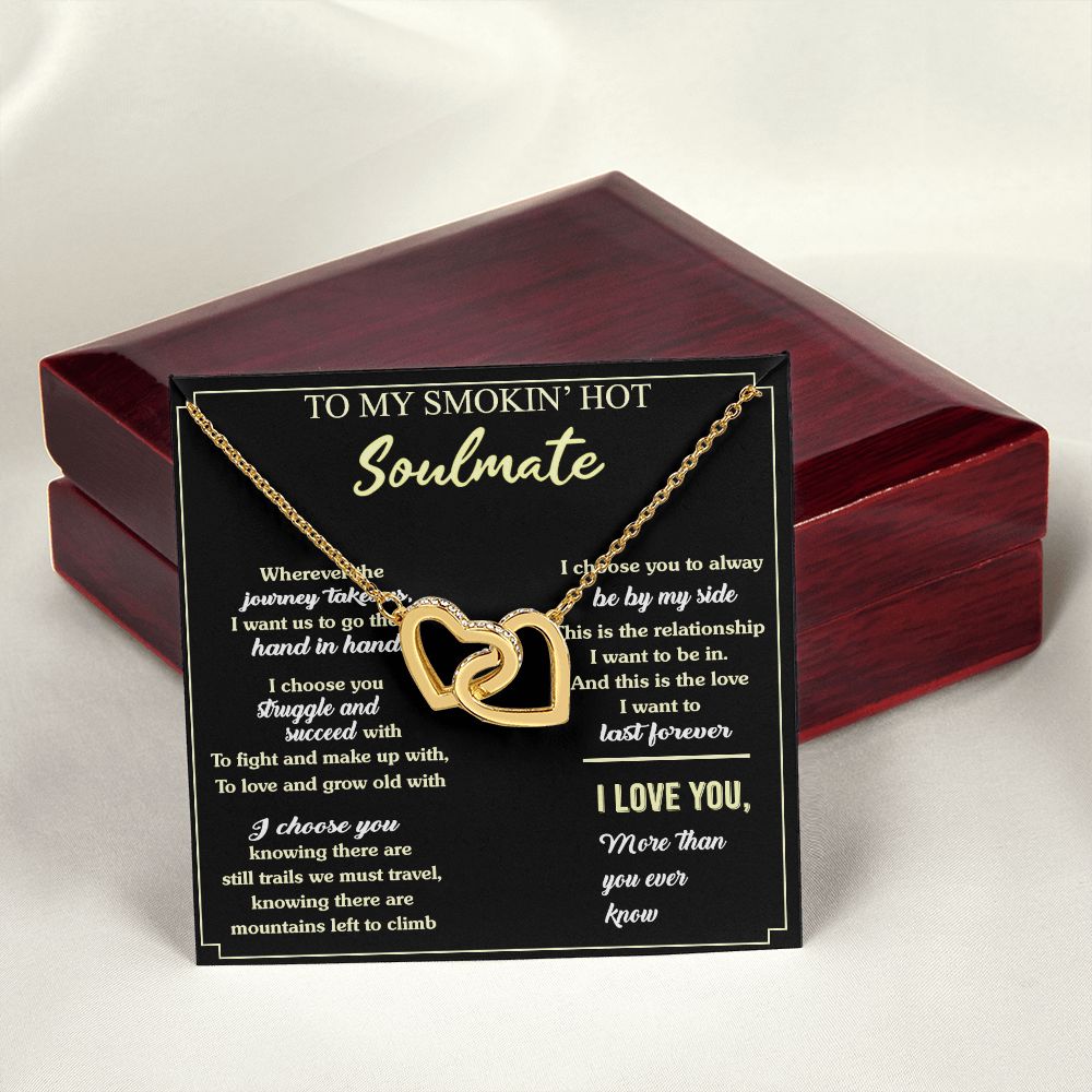 To My Soulmate Necklace for Women Birthday Valentines Day Jewelry Gifts For My Wife with Message Card Box Personalized Gift Present Pendant for Future Wife Soulmate Girlfriend Love 7 Interlocking Hearts Necklace