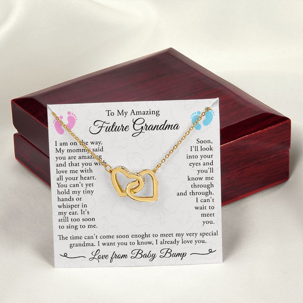 To My Grandmother Necklace, Gift for Grandmother Necklace, Mothers Day Gift For Grandma Nana, Grandma Jewelry From Grandchildren GrandKids , Jewelry Box Gift For Grandma Grandmother4 Interlocking Hearts Necklace