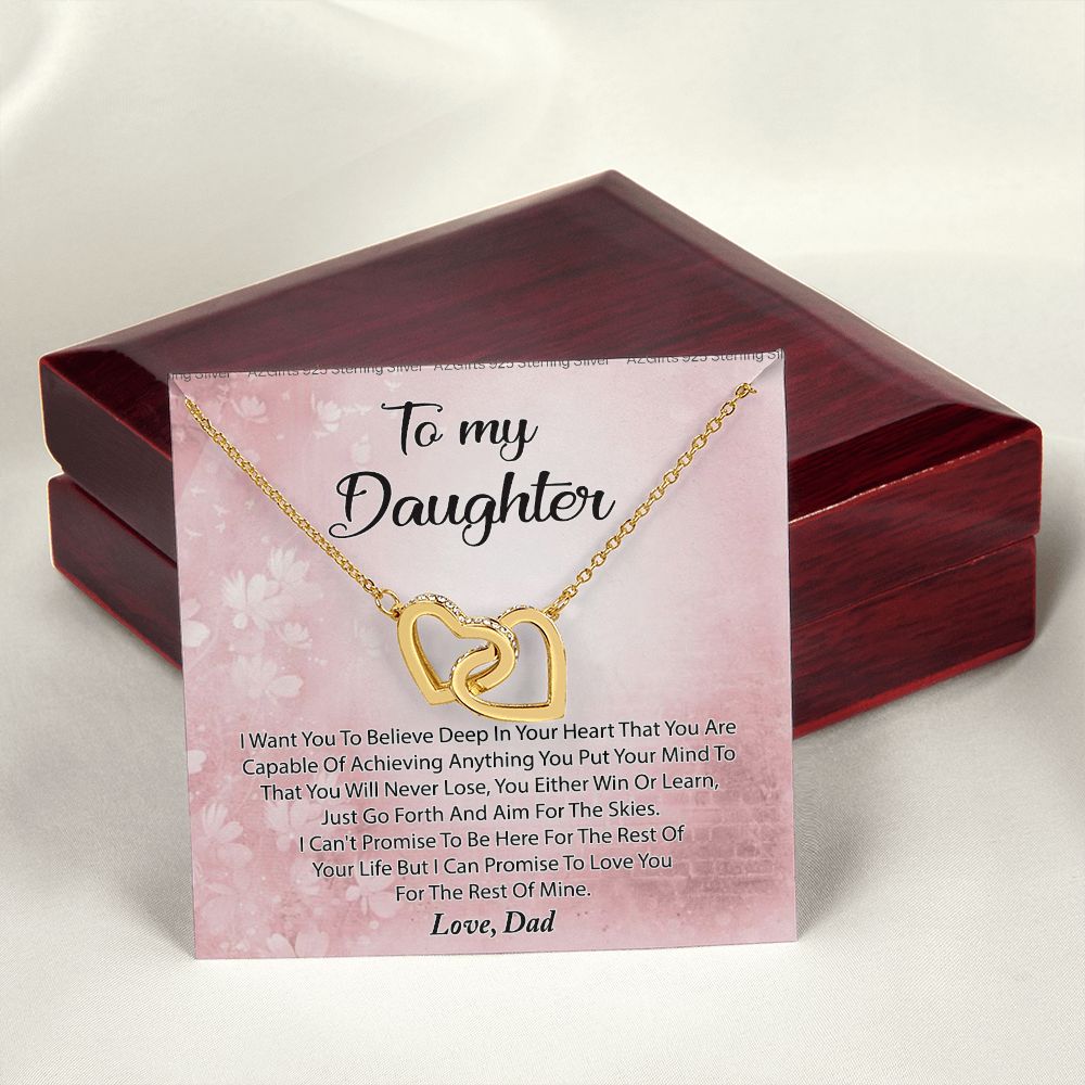 To My Daughter Necklace Gift From Mom I Love You Forever and Always Hearts Necklace For Daughter Present for Birthday Anniversary Christmas Valentine's Day Interlocking Hearts Necklace
