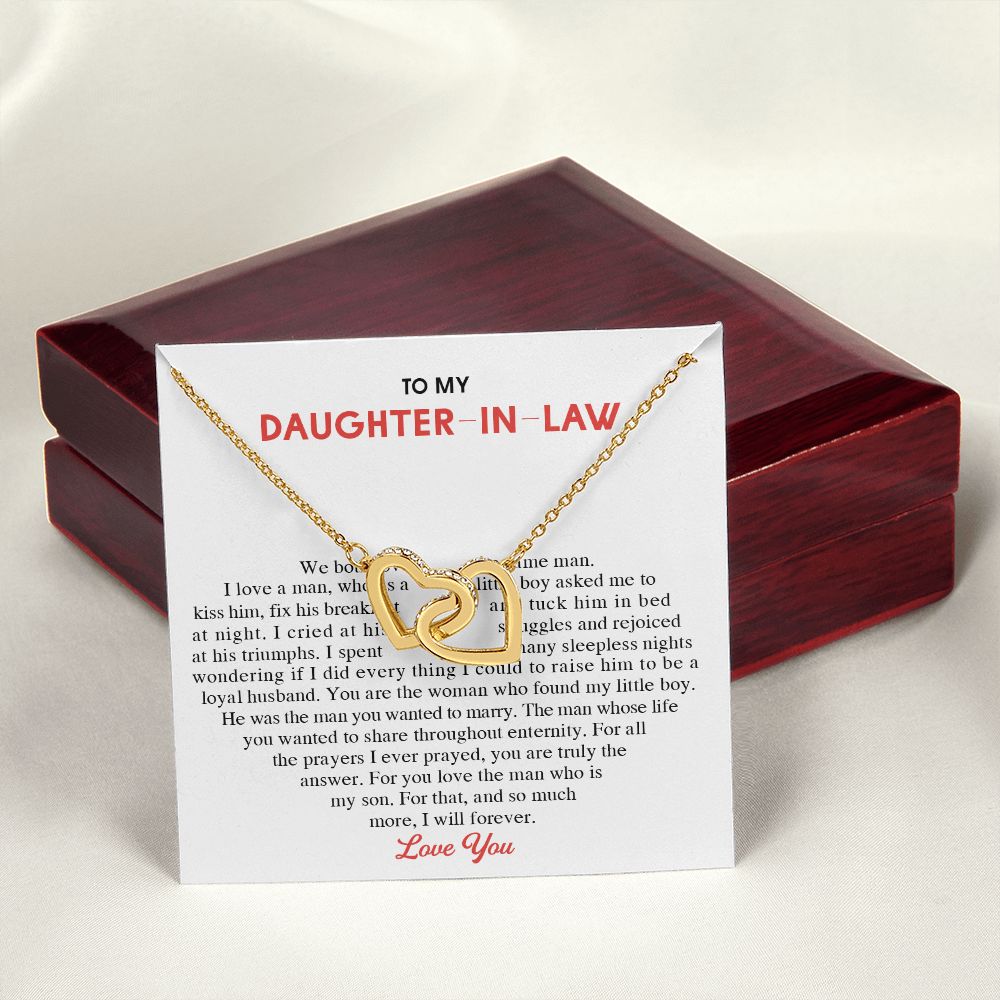 To My Daughter-in-Law Alluring Beauty Necklace Birthday Graduation Gift For Her Interlocking Hearts Necklace