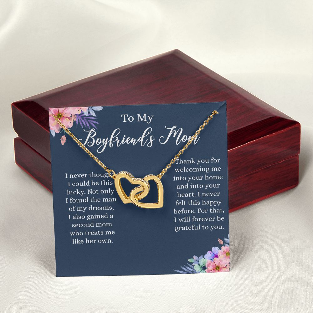 To My Boyfriends Mom Necklace, Gifts For Boyfriend Mom, Boyfriends Mom Birthday Gift, Boyfriend Mother Gift, Gifts for boyfriend mom, Boyfriend mom Mother's Day Gift Jewelry for Women Interlocking Hearts Necklace