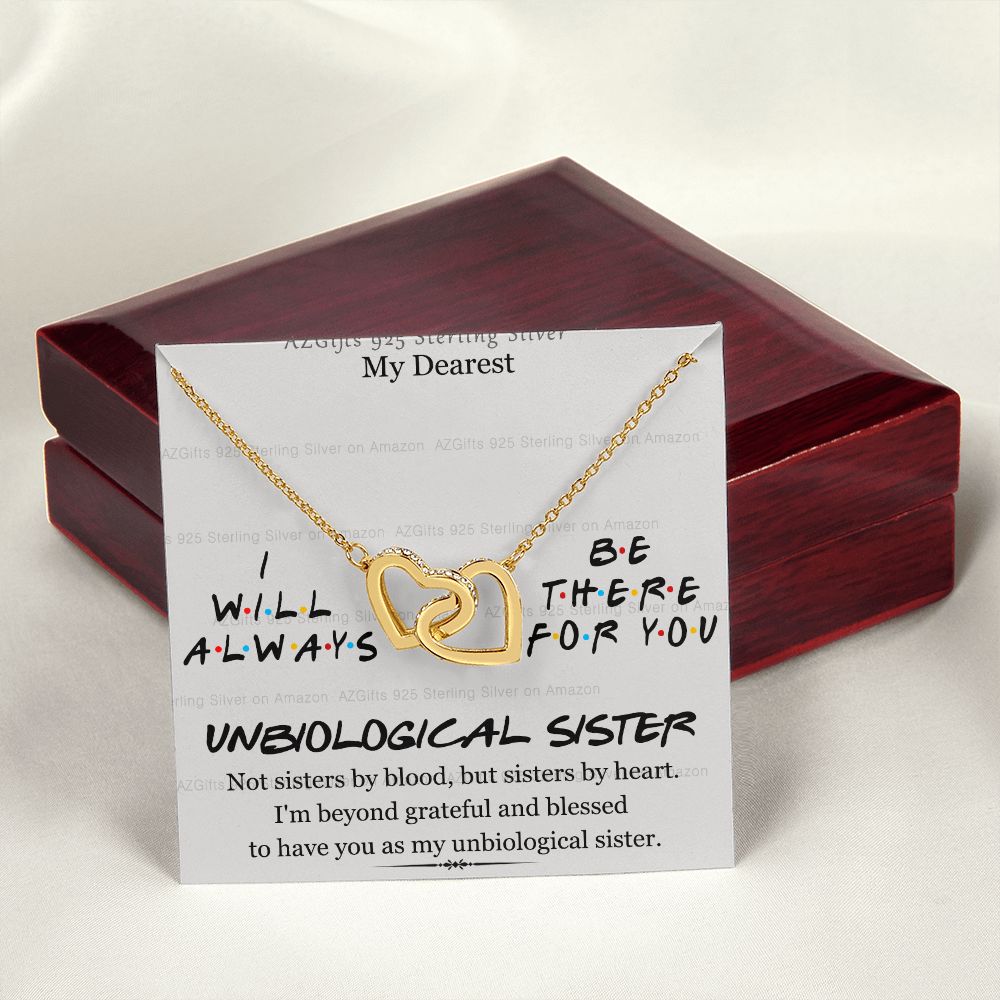 To My Unbiological Sister Necklace Pendant Gift for Soul Sister Unbiological Sister Gift for Women Girls My Unbiological Sister Jewelry Birthday Gift Idea 301 Interlocking Hearts Necklace