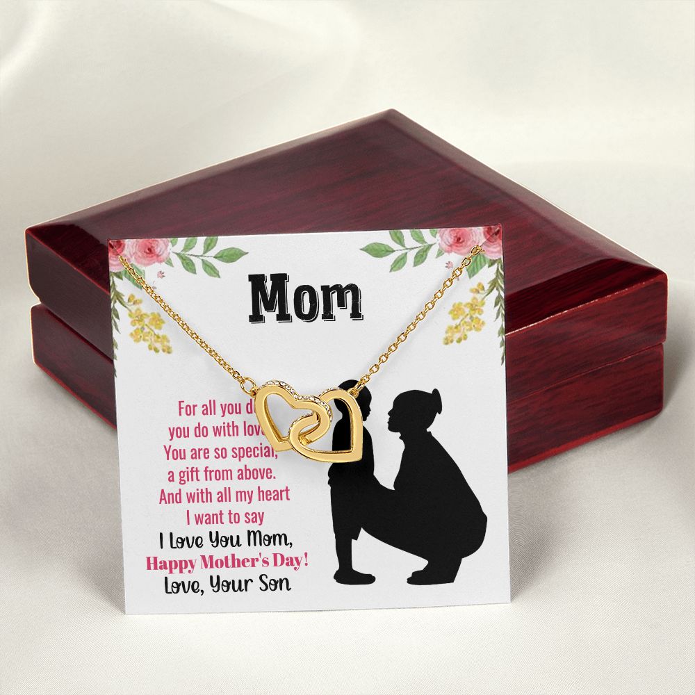 To My Mom Necklace, Gift For Mom, Mother's Day Gift from Daughter, Mom Jewelry Gift for Mothers Day, Birthday Gift for Mother, Moms Gift from Daughter Son, Necklace for Mom Mother22 Interlocking Hearts Necklace