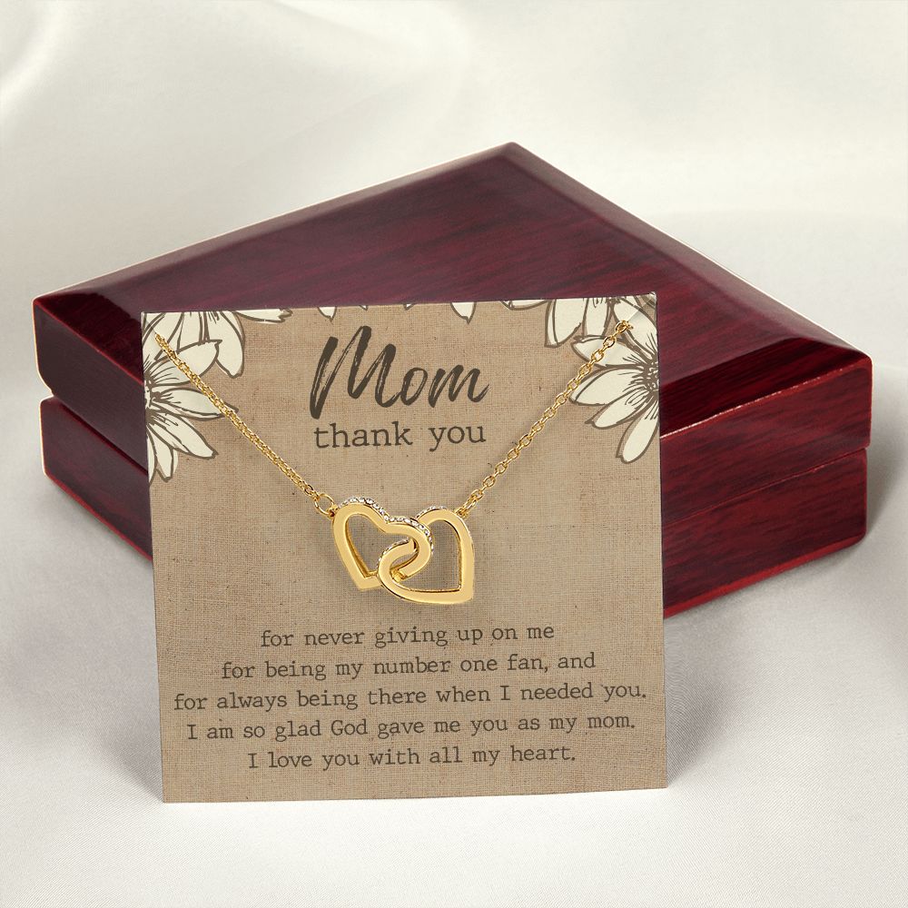 Thank You Gift For Mom, Gifts For Mother, Gifts For Mom From Daughter, Affordable Gifts For Mom, Birthday Gift Ideas For Mom From Daughter Interlocking Hearts Necklace