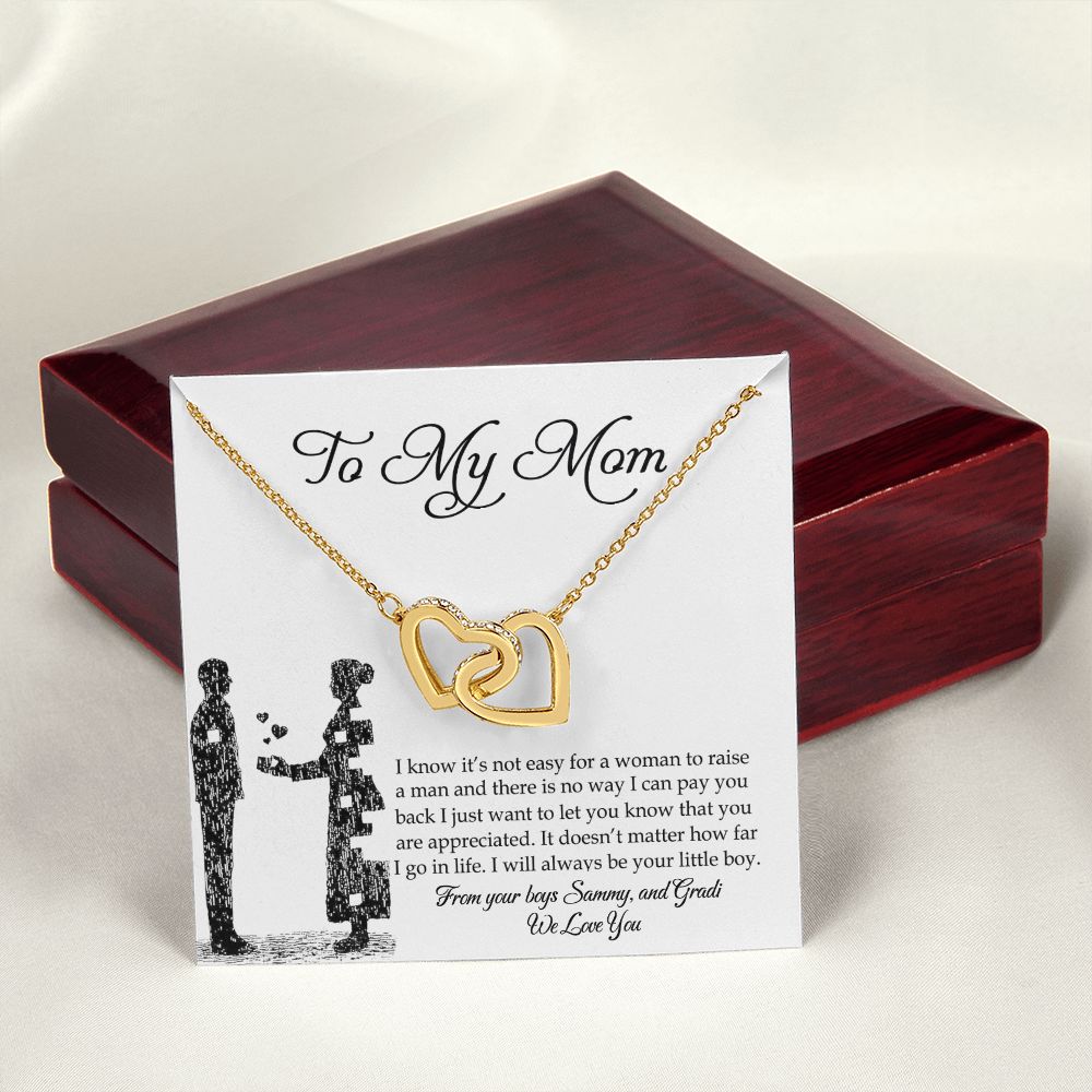 To My Mom Necklace, Gift For Mom, Mother's Day Gift from Son, Mom Jewelry Gift for Mothers Day, Birthday Gift for Mother, Moms Gift from Daughter Son, Necklace for Mom Mother Interlocking Hearts Necklace