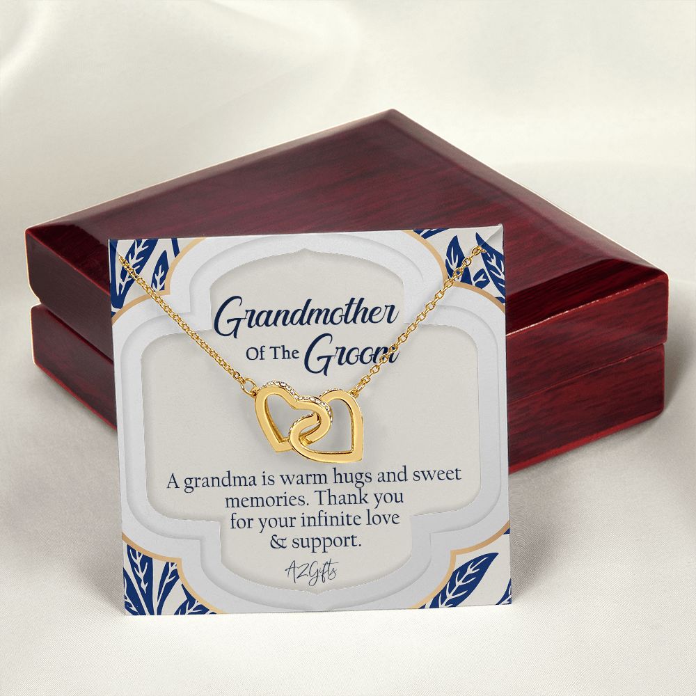 To My Grandmother Necklace, Gift for Grandmother Necklace, Mothers Day Gift For Grandma Nana, Grandma Jewelry From Grandchildren GrandKids , Jewelry Box Gift For Grandma Grandmother3 Interlocking Hearts Necklace