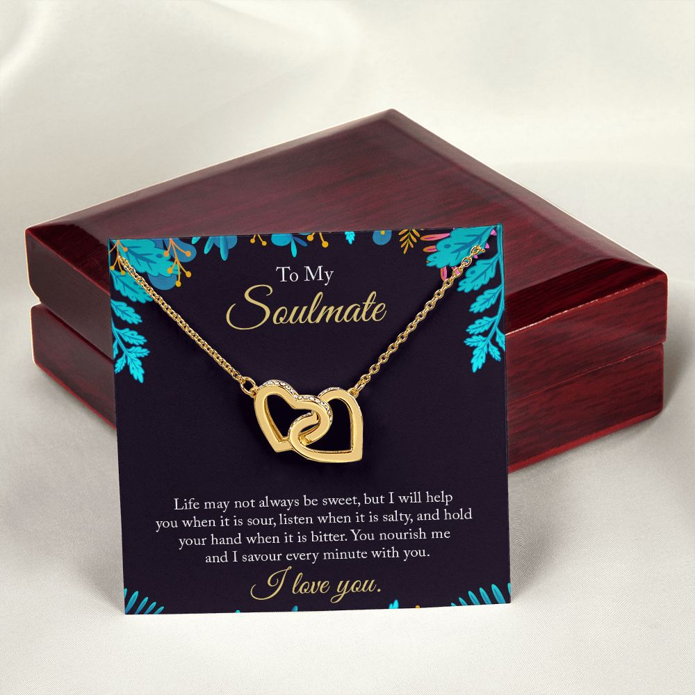 To My Soulmate Necklace for Women Birthday Christmas Jewelry Gifts For My Wife with Message Card Box Personalized Gift Present Pendant for Future Wife Soulmate Girlfriend Love 16 Interlocking Hearts Necklace