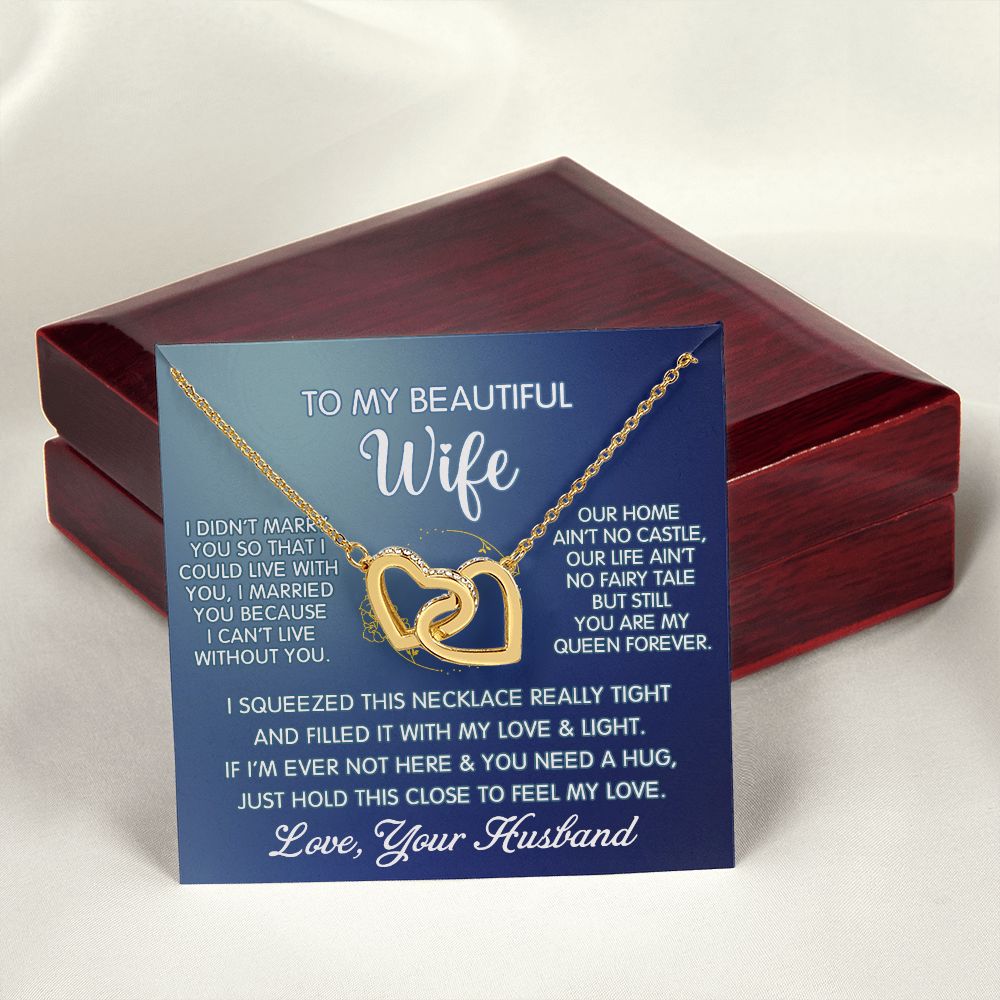 To My Beautiful Wife Necklace, Wedding Anniversary Jewelry For Women, Necklace For Wife from Husband, Gifts For Wife Birthday Gifts Necklace, Jewelry With Message Card In A Gift Box