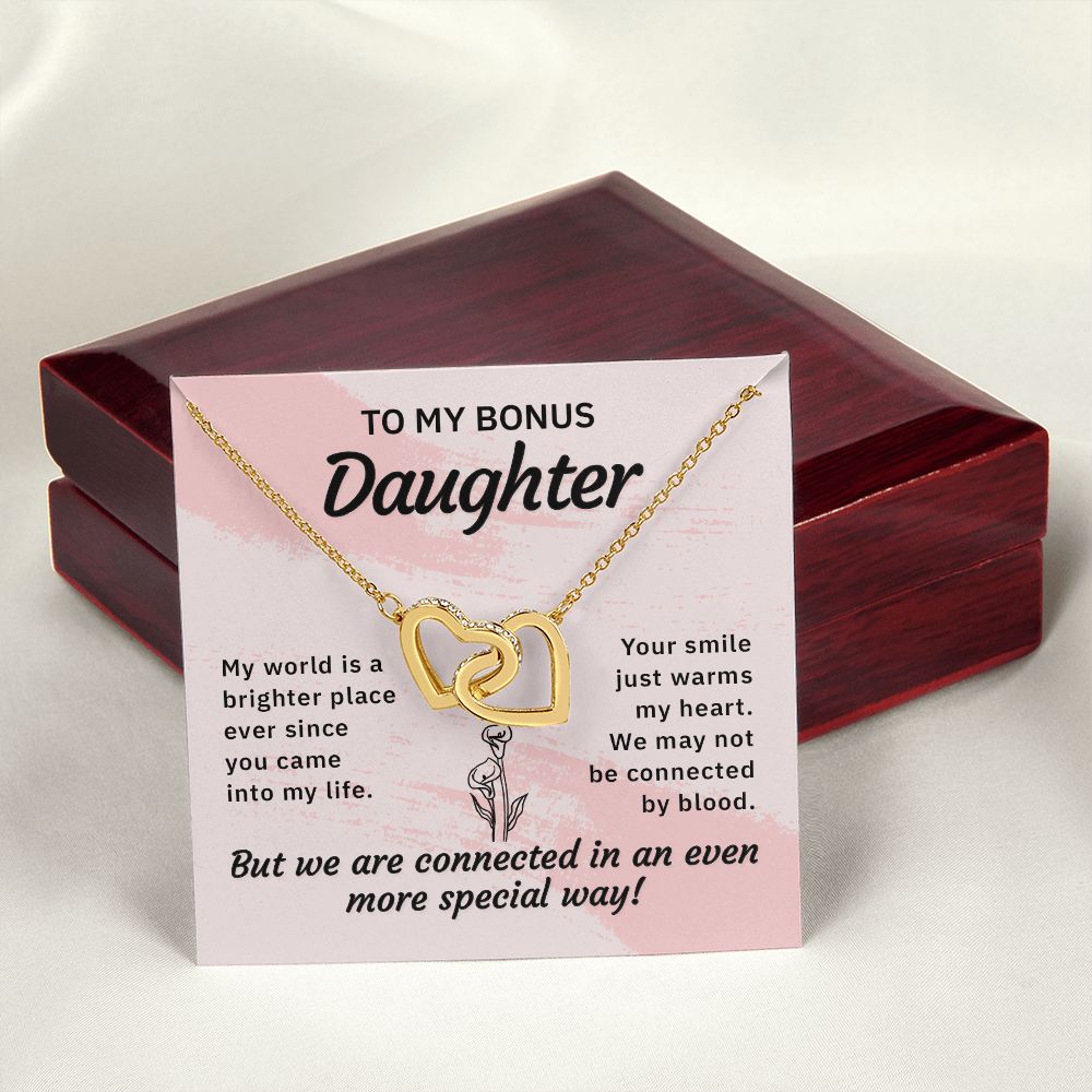 Bonus Daughter Gifts From Stepdad, Step Daughter Gifts From Stepmom, Stepdaughter Gifts From Stepdad, Father Stepdaughter Necklace, To My Bonus Daughter Necklaces, Christmas Gifts For Bonus11 Interlocking Hearts Necklace