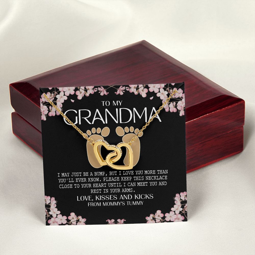 To My Grandma Necklace, Gift for Grandmother Necklace, Mothers Day Gift For Grandma Nana, Grandma Jewelry From Grandchildren GrandKids , Jewelry Box Gift For Grandma Grandmother16 Interlocking Hearts Necklace