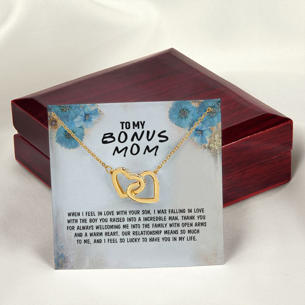 Mother Daughter Necklace as Daughter Gift from Mom, Mom Necklace as Christmas Gift for Mom from Son, Birthday Gift for Mother in Law Necklace, Bonus Mom Gifts for Step Mom Necklace4 Interlocking Hearts Necklace