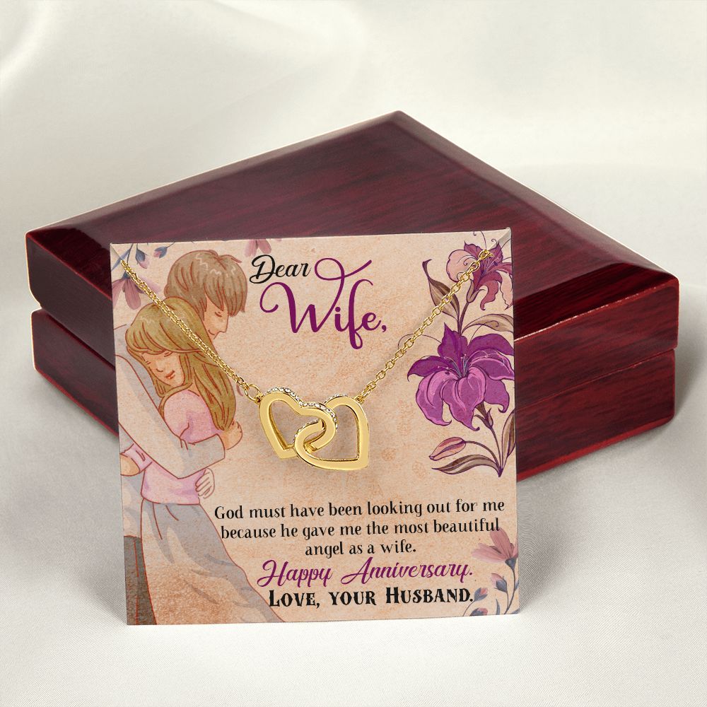 To My Wife Necklace, Wedding Anniversary Jewelry For Women, Necklace For Wife from Husband, Gift For Wife Birthday Gifts From Husband Necklace, Jewelry With Message Card In A Gift Box7 Interlocking Hearts Necklace