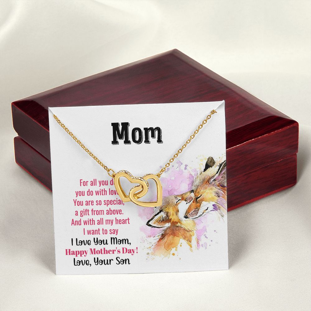 Mom Necklace Gifts for Mom from Daughter to Mom Gifts for Mothers Day from Daughter, To My Mom Necklace from Daughter to Mom Birthday Gifts Necklace with Message Card and Gift Box2241 Interlocking Hearts Necklace