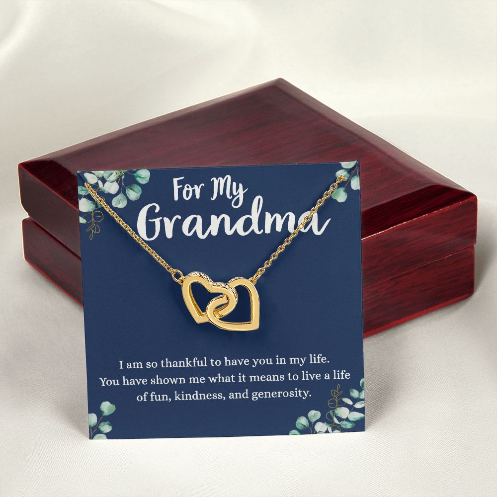 To My Grandma Necklace, Gift for Grandmother Necklace, Mothers Day Gift For Grandma Nana, Grandma Jewelry From Grandchildren GrandKids , Jewelry Box Gift For Grandma Grandmother4 Interlocking Hearts Necklace