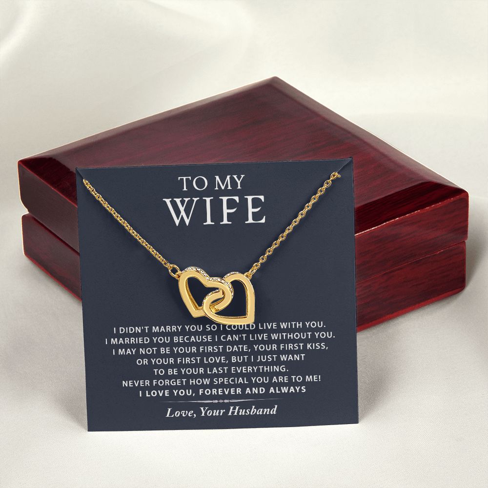 To My Wife Necklace from Husband, Personalized Necklace for Women, Luxury Necklace for Wife from Man Men, Wedding Anniversary Present For Wife, Beautiful Wife Jewelry Christmas Birthday Gift For Wife16 Interlocking Hearts Necklace