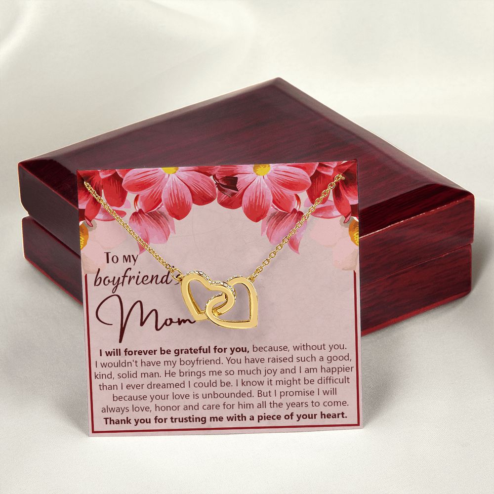 To My Boyfriend's Mom Necklace Jewelry Gift, Mother's Day Gift, Birthday Gift For Boyfriend's Mom, Boyfriend's Mom Meaningful Gift Interlocking Hearts Necklace