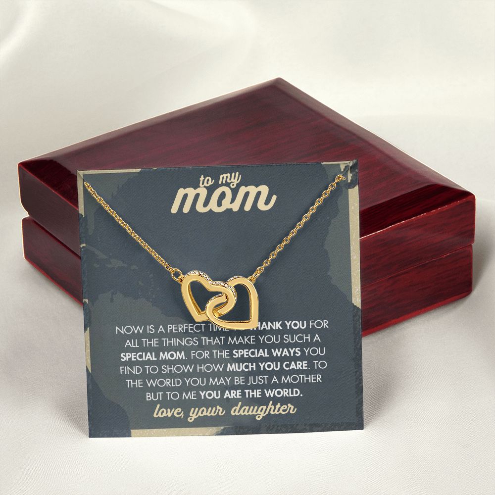 Mom Necklace Gifts for Mom from Daughter to Mom Gifts for Mothers Day from Daughter, To My Mom Necklace from Daughter to Mom Birthday Gifts Necklace with Message Card and Gift Box2237 Interlocking Hearts Necklace