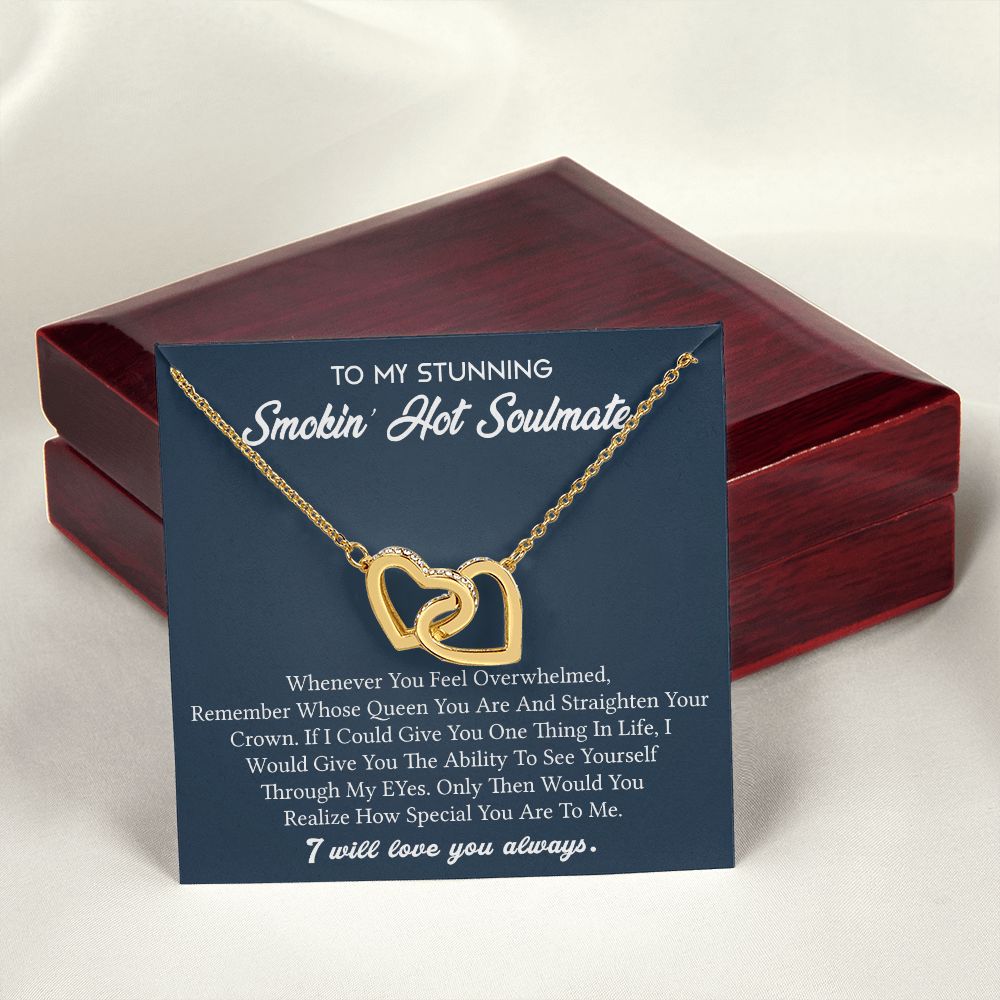 To My Soulmate Necklace for Women Birthday Valentines Day Jewelry Gifts For My Wife with Message Card Box Personalized Gift Present Pendant for Future Wife Soulmate Girlfriend Love 5 Interlocking Hearts Necklace