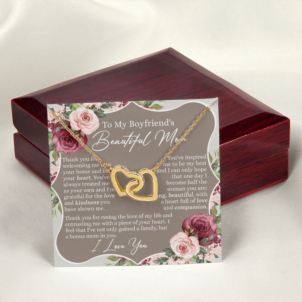 To My Boyfriend's Mom Necklace, Sentimental Gifts For Boyfriend's Mom, Necklace for Boyfriend's Mom, Thank You Gift for Boyfriend's Mom, Mothers Day Gift for Boyfriend's Mom Interlocking Hearts Necklace