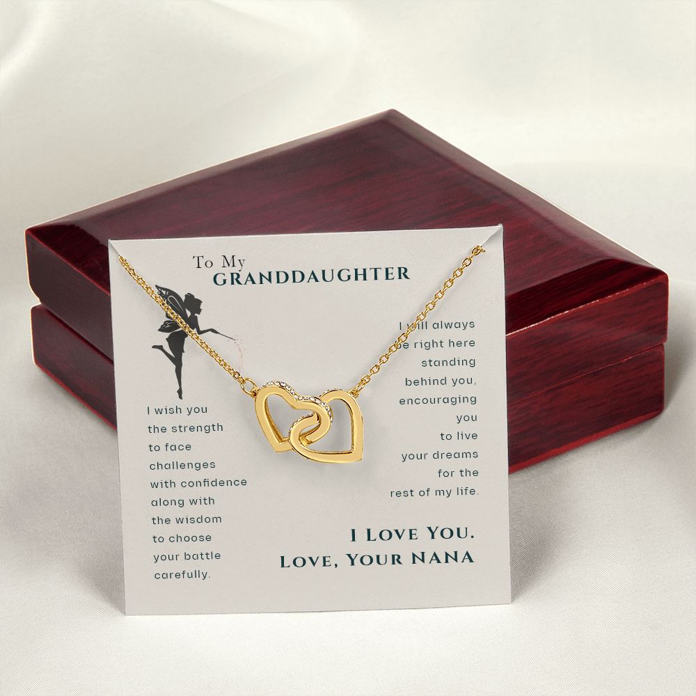 To My Granddaughter Dragonfly Necklace, Gift for Granddaughter From Nana Interlocking Hearts Necklace