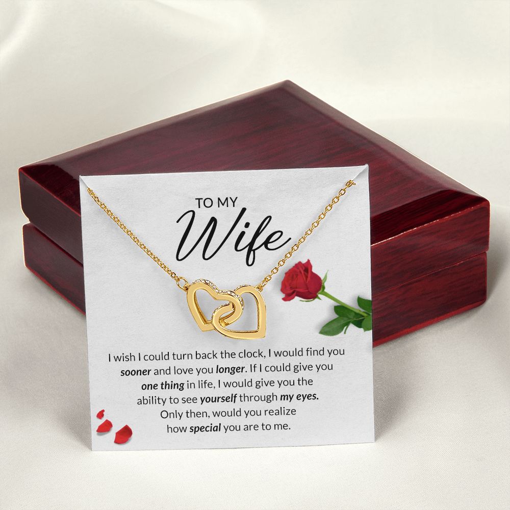 Birthday Gifts For Wife, Necklace Gifts For Wife From Husband, To My Wife Jewelry For Women , To My Wife Necklace  from Husband Wedding Anniversary Present For Wife, Beautiful Wife Jewelry Christmas22 Interlocking Hearts Necklace
