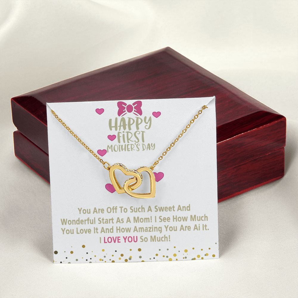 Mom Necklace Gifts for Mom from Daughter to Mom Gifts for Mothers Day from Daughter, To My Mom Necklace from Daughter to Mom Birthday Gifts Necklace with Message Card and Gift Box15 Interlocking Hearts Necklace
