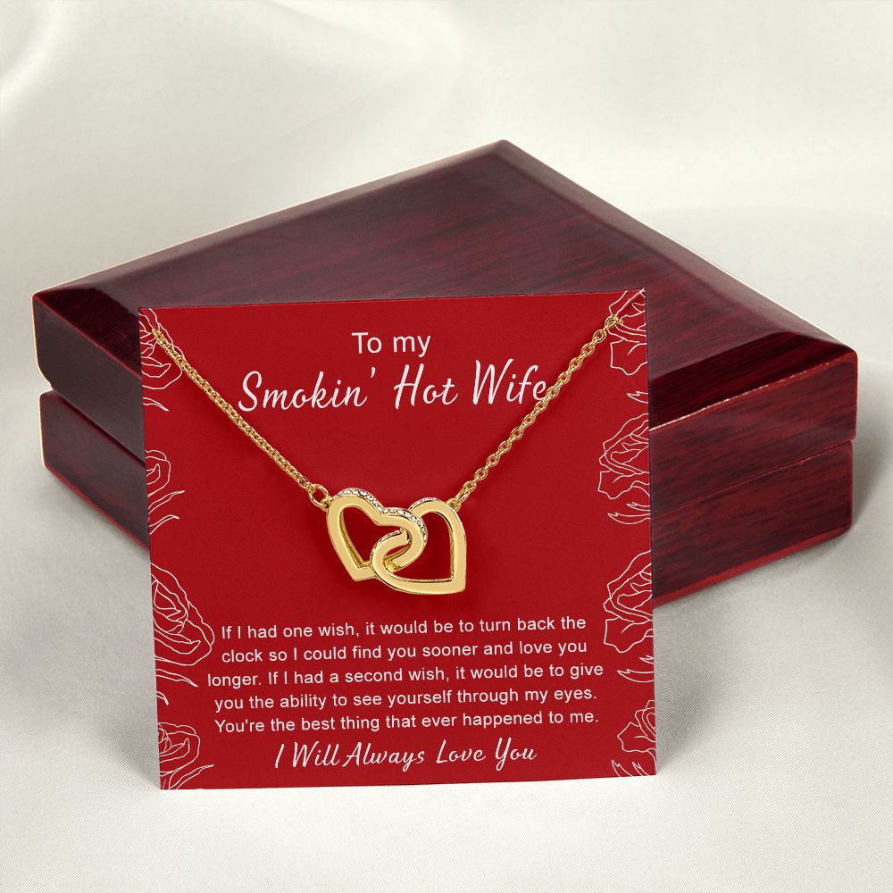 To My Wife Necklace from Husband, Personalized Necklace for Women, Luxury Necklace for Wife from Man Men, Wedding Anniversary Present For Wife, Beautiful Wife Jewelry Christmas Birthday Gifts For Wife4 Interlocking Hearts Necklace