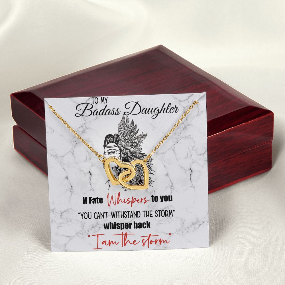 Bonus Daughter Gifts From Stepdad, Step Daughter Gifts From Stepmom, Stepdaughter Gifts From Stepdad, Father Stepdaughter Necklace, To My Bonus Daughter Necklaces, Christmas Gifts For Bonus10 Interlocking Hearts Necklace