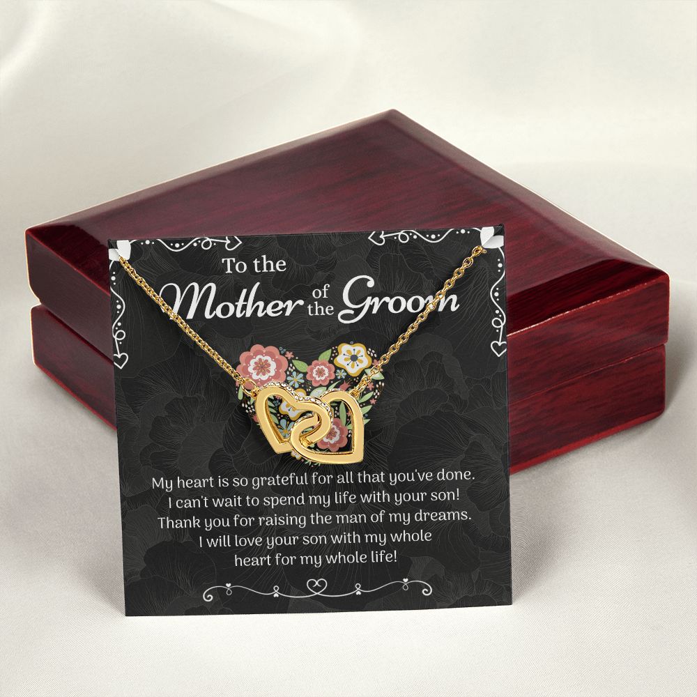 Mother of the Groom Sunflower Bracelet from Bride, Mother of the Groom Jewelry, Unique Mother Of The Groom Wedding Gift, Mom of Groom Gift Interlocking Hearts Necklace