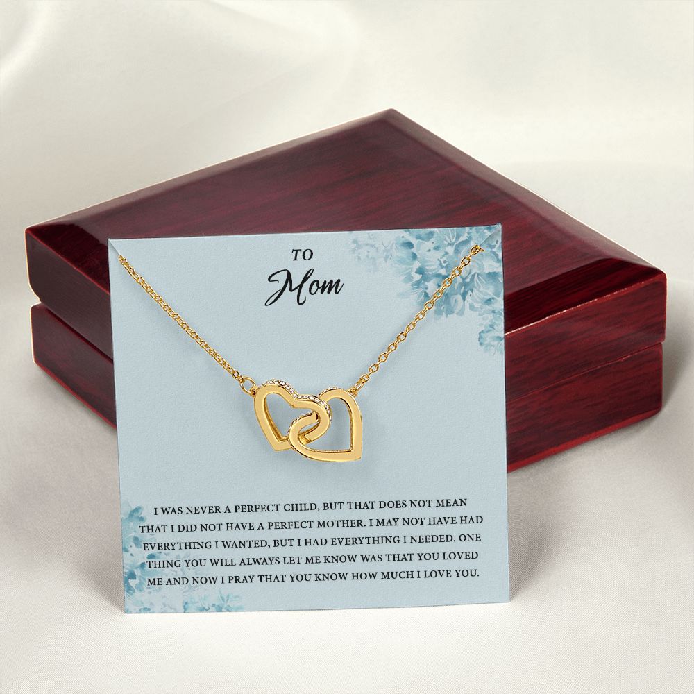Mom Necklace Gifts for Mom from Daughter to Mom Gifts for Mothers Day from Daughter, To My Mom Necklace from Daughter to Mom Birthday Gifts Necklace with Message Card and Gift Box2227 Interlocking Hearts Necklace