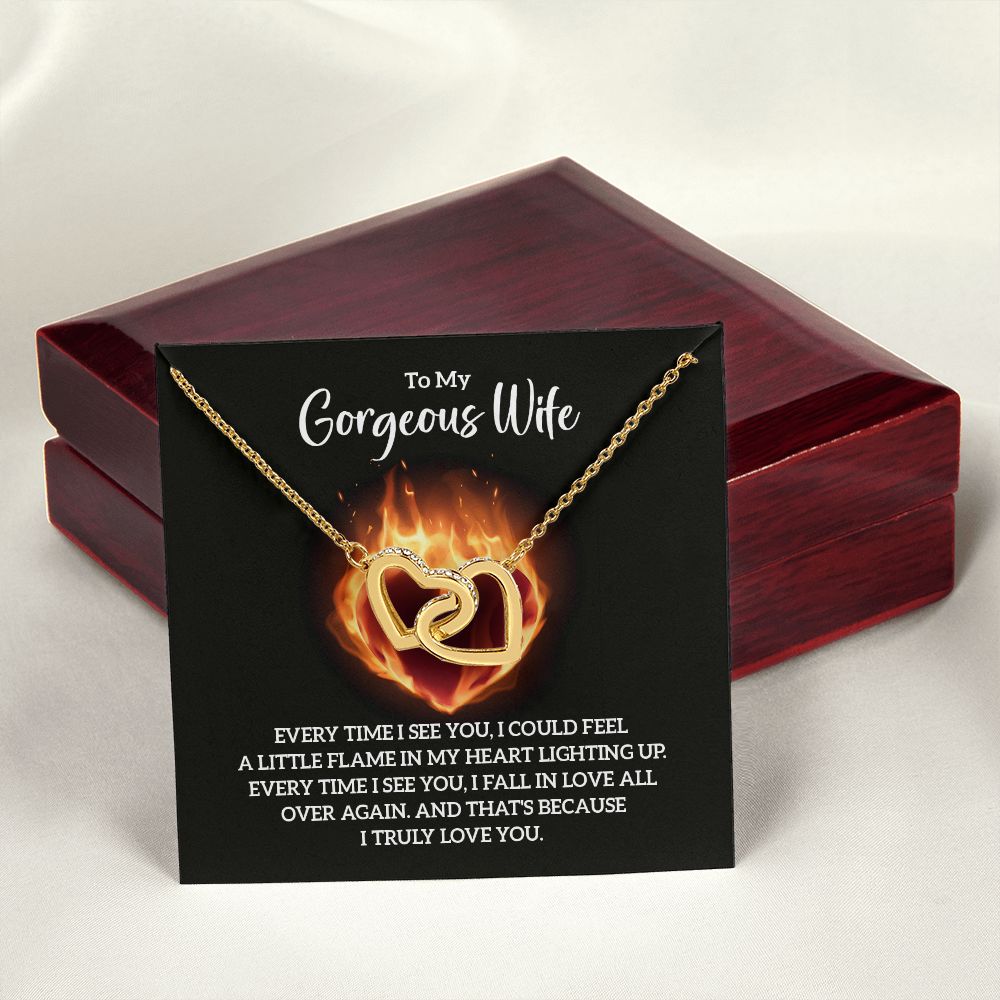 Birthday Gifts For Wife, Necklace Gifts For Wife From Husband, To My Wife Jewelry For Women , To My Wife Necklace  from Husband Wedding Anniversary Present For Wife, Beautiful Wife Jewelry Christmas32 Interlocking Hearts Necklace