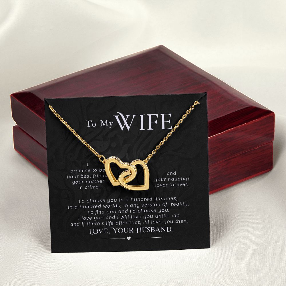 To My Wife Necklace Pendant Gift From Husband I'll Love You Then With Message Card and Gift Box. Valentine's Day Gift For Wife Future Wife Interlocking Hearts Necklace