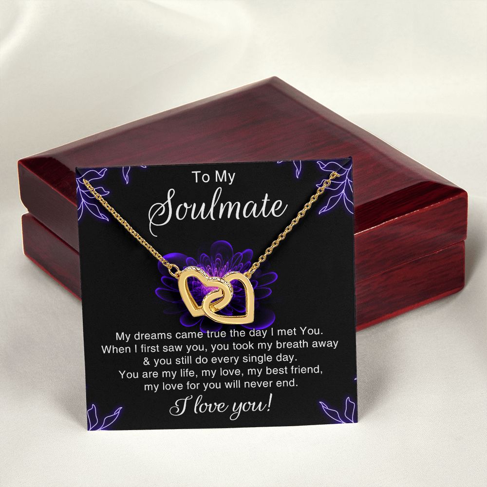 To My Soulmate Necklace for Women Birthday Christmas Jewelry Gifts For My Wife with Message Card Box Personalized Gift Present Pendant for Future Wife Soulmate Girlfriend Love 7 Interlocking Hearts Necklace