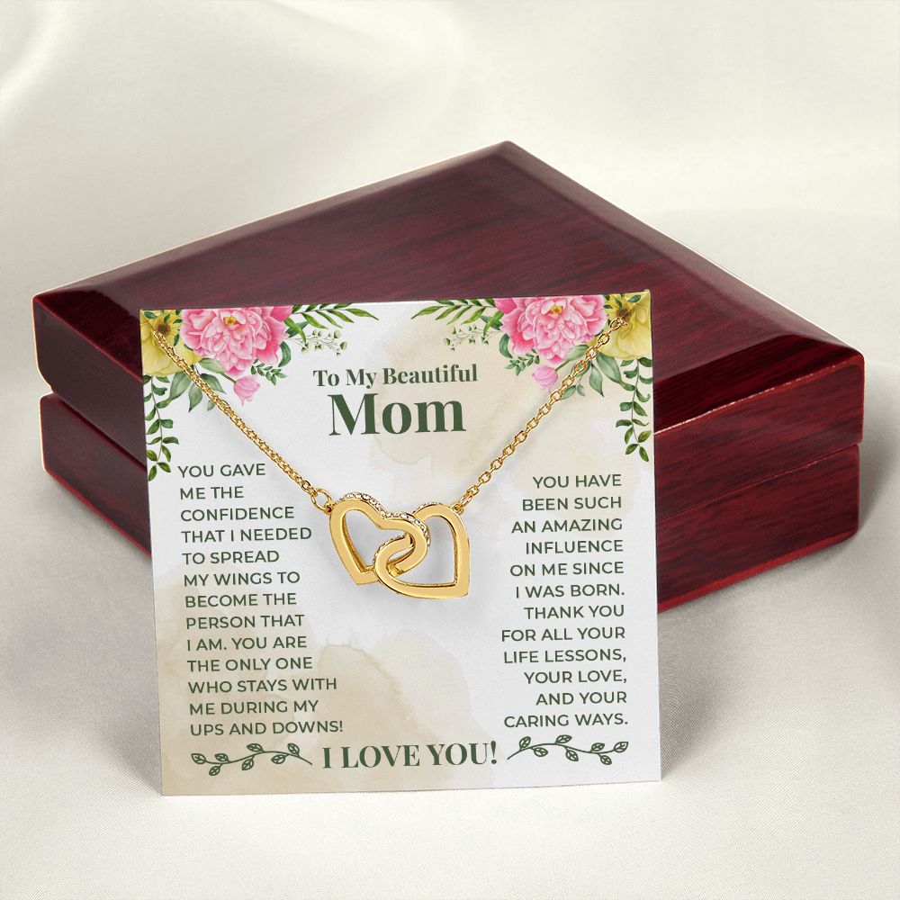 Mom Necklace Gifts for Mom from Daughter to Mom Gifts for Mothers Day from Daughter, To My Mom Necklace from Daughter to Mom Birthday Gifts Necklace with Message Card and Gift Box22 Interlocking Hearts Necklace