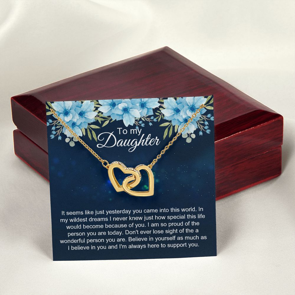To My Daughter Gift Necklace from Mom, Mother and Daughter Necklace for Girls, Mother Daughter Gift Ideas, Jewelry Pendant Interlocking Hearts Necklace