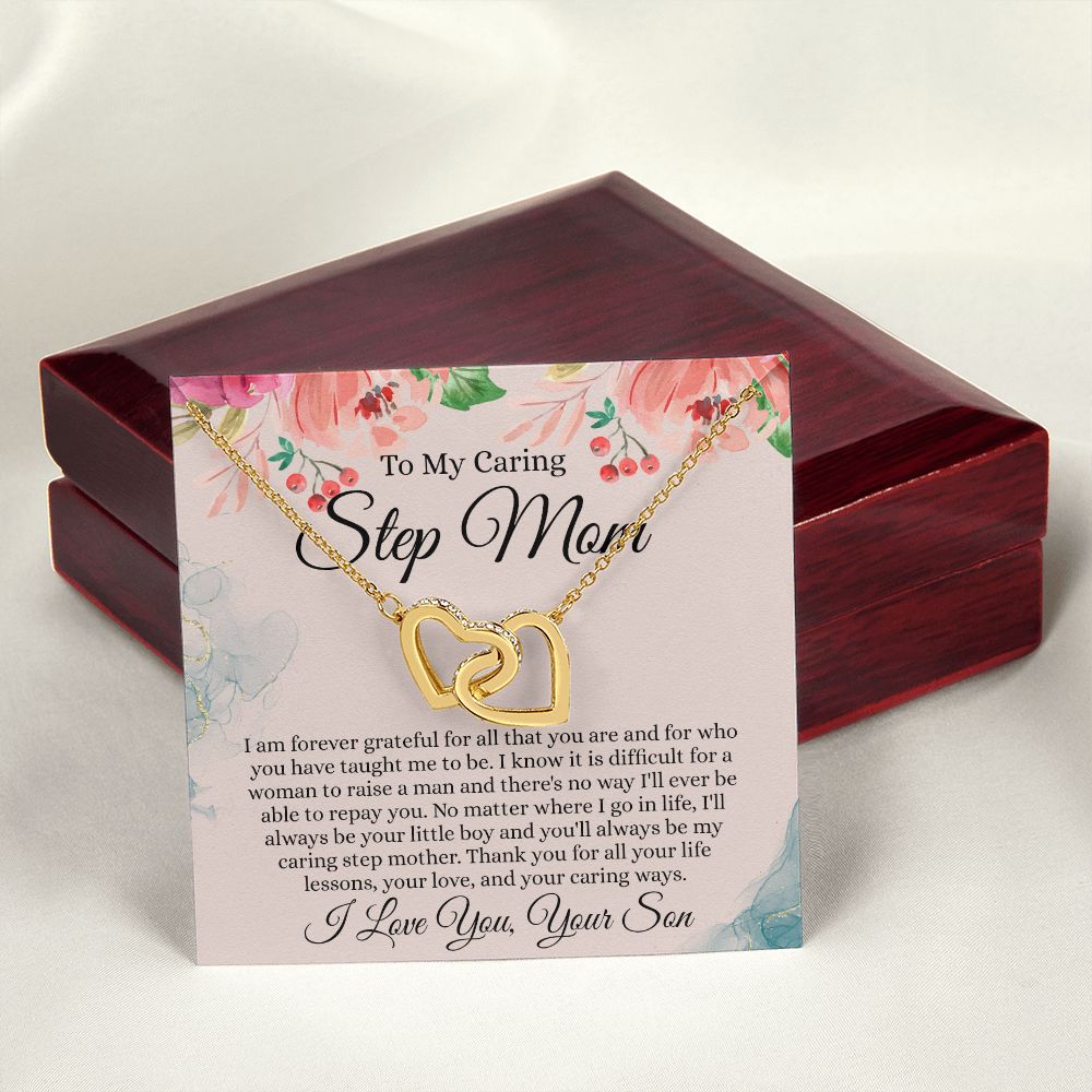 To My Step Mom Gift, Step Mom Necklace, Step Mom Gift From Son, Step Mom Mother's Day Gift From Step Son, Step Mom Birthday Gift, Step Mom Gift Necklace from Step Son Interlocking Hearts Necklace