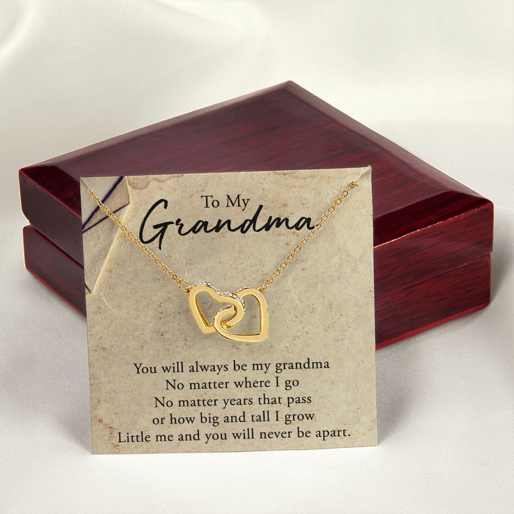To My Grandma Necklace, Gift for Grandmother Necklace, Mothers Day Gift For Grandma Nana, Grandma Jewelry From Grandchildren GrandKids , Jewelry Box Gift For Grandma Grandmother5 Interlocking Hearts Necklace