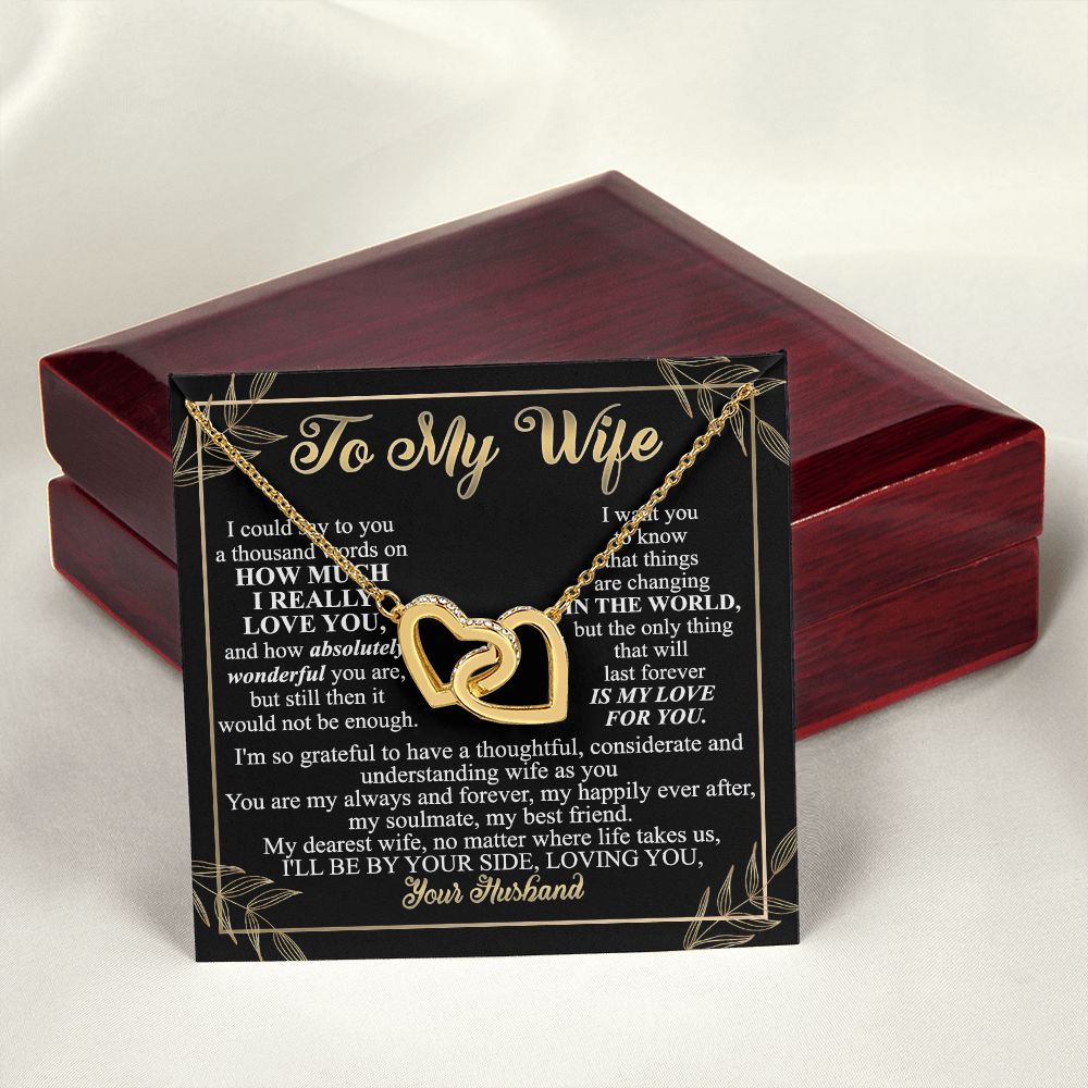 Birthday Gifts For Wife, Necklace Gifts For Wife From Husband, To My Wife Jewelry For Women , To My Wife Necklace  from Husband Wedding Anniversary Present For Wife, Beautiful Wife Jewelry Christmas13 Interlocking Hearts Necklace